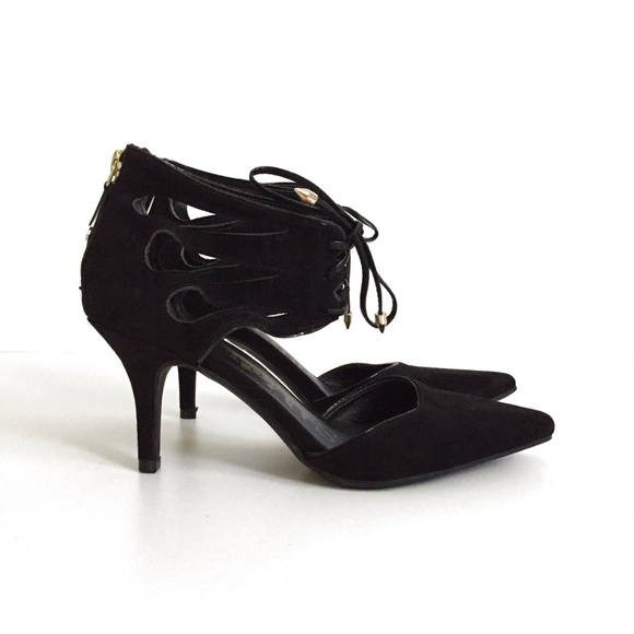 Black Sam & Libby Leather Gladiator Heel Shoe 7 - Picture 2 of 6